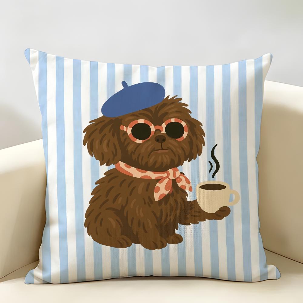 Summer Simple Animals Dog Cushion Cover Natural Linen Organic Fabric DoubleSided Printing Room Sofa Decor Pillow Case
