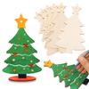 5-20pcs Unfinished Christmas Tree Ornaments with Wooden Base Ropes Kids Painting Crafts DIY Blank Xmas Tree Sign Home Decoration