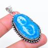 Natural Blue Solar Quartz Gemstone 925 Sterling Silver Pendant 2.17" U8t80