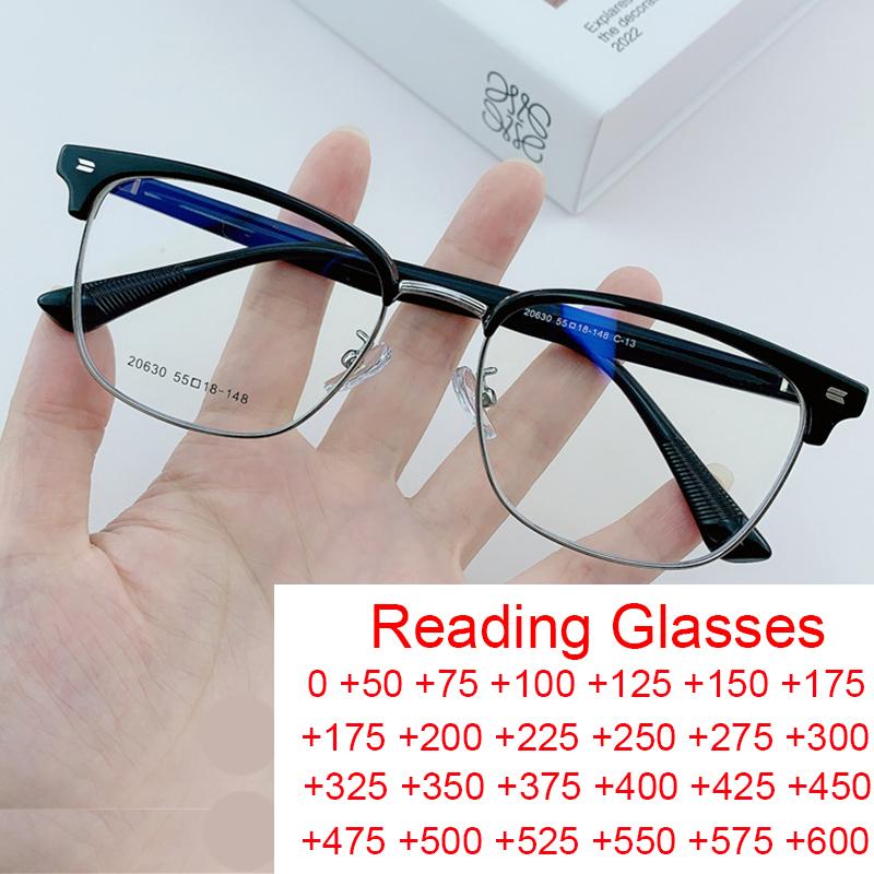 Anti Radiation Reading Eye Glasses For Women Men Replaceable Lens Half Frame Square Anti Blue Ray Fashion Eyeglasses Tr Business