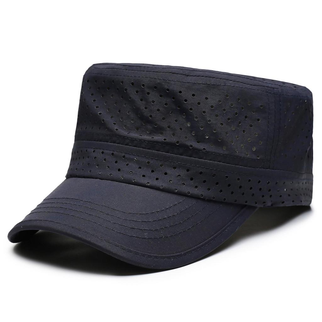 Fashion Hat Summer Flat Top Hat Men's Quick Drying Breathable Perforated Light Board Shade Sun Protection Hat Outdoor Simple Versatile Hat