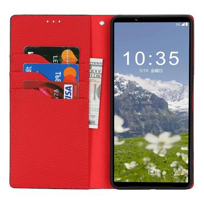 Для Sony Xperia 1 VII Чехол-кошелек Натуральная коровья кожа Чехол для телефона Текстура личи