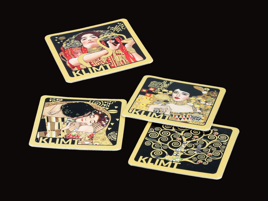 Kieliszek Do Wódki Klimt Adele Bloch Bauer + 4 Podkładki Korkowe Zestaw