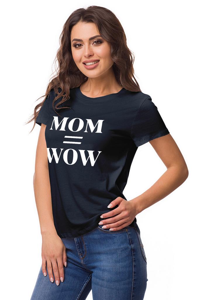 Inkmeso Футболка с круглым вырезом и принтом Mom Wow, женская хлопковая футболка с коротким рукавом