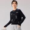 Golden Chrysanthemum Women's Cashmere Blend Embroidered Sweater