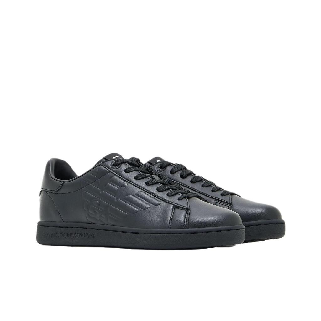 Emporio Armani EA7 Кожаные Низкие Кроссовки на Шнуровке Унисекс Черные 7X000331AF10848MC061