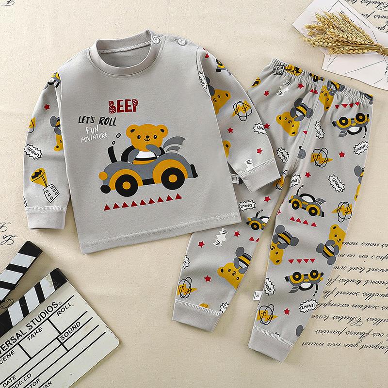 Winter Kids Long Sleeve O Neck T Shirt Pants Set Casual Baggy 2pcs Suit Cotton Cartoon Printes Outfit