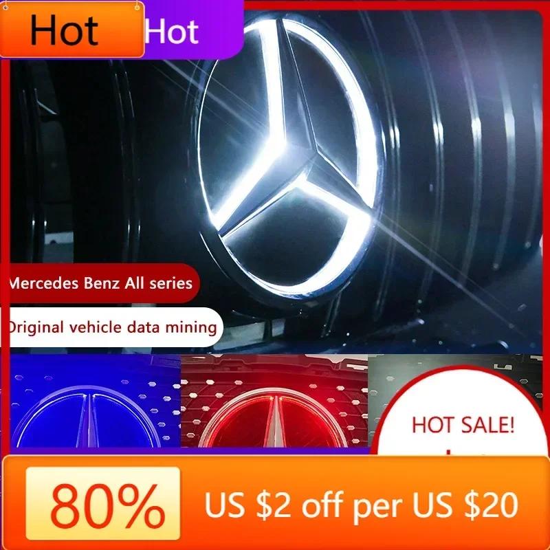 Car Sticker 2025 Hot For Mercedes Benz Car Front Grilled Star Emblem LED Illuminated Logo White Blue Red Light for Mercedes Benz
