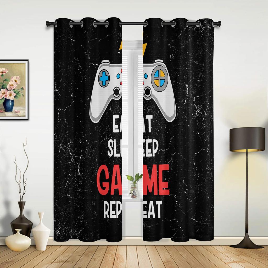 Кнопка геймпада Видеоигра Мультфильм Шторы для спальни Гостиная Шторы Кухня Детская комната Оконные занавески Домашний декор