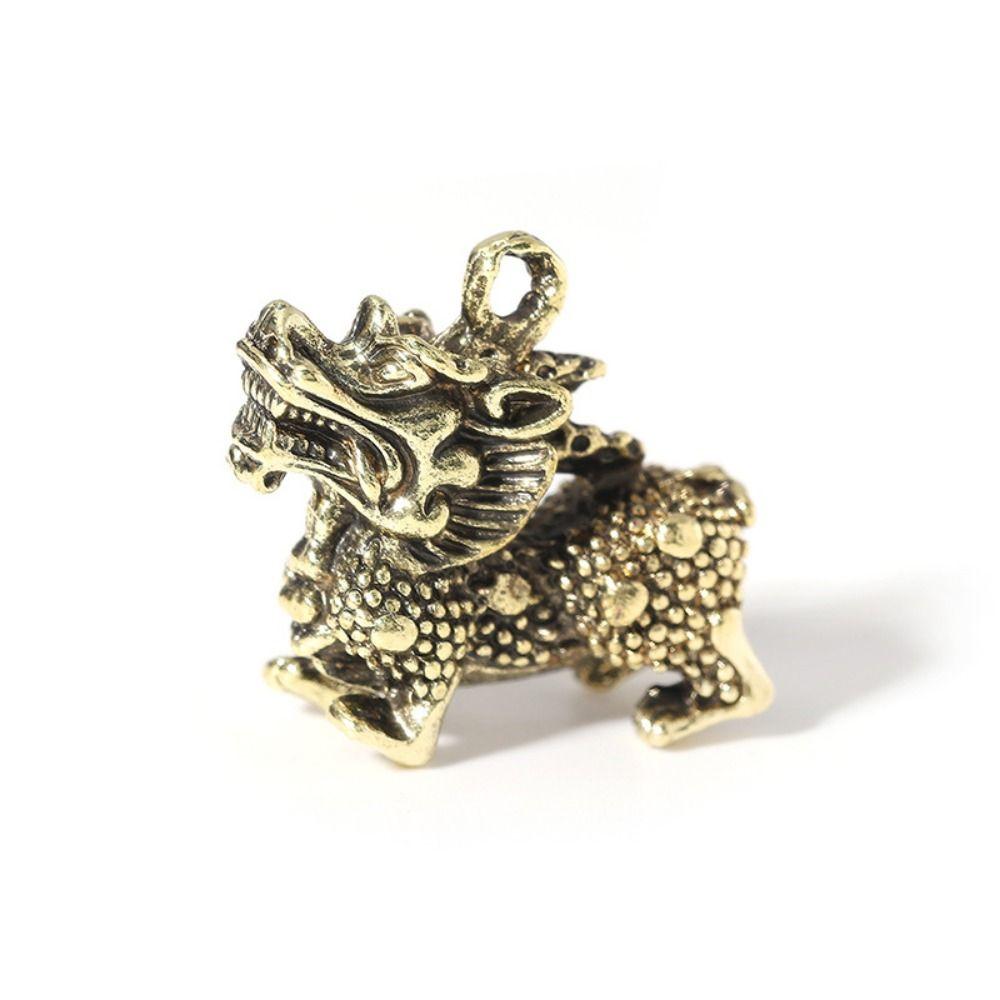 Chinese Beast Dragon Statue Bronze Figurine Ornaments Antique Copper Mythical Animal Miniature Home Decoration Crafts Collection