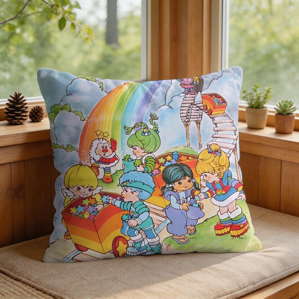 Rainbows BBrite Cute Cushion Cover Square Short Plush Pillow Case Living Room Sofa Home Decor Funda X