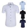 Men's Four-Way Stretch Short-Sleeve White Shirt - Solid Color, High Stretch, Anti-Wrinkle