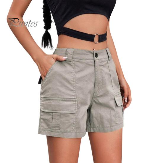 Женские шорты-карго, повседневные шорты-бермуды длиной до колена с карманами, летние мешковатые широкие штанины для походов
