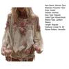 Women Tops V-Neck Lantern Long Sleeve Casual Loose Fit Shirt 3D Flower Pattern Casual Women Shirt Daily Wear