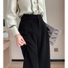 European Cotton Velvet Wide-Leg Pants for Women, Autumn, Winter, High Waist, Draped, Casual, Slim Fit, Straight-Leg Pants, Chenille Fleece-Lined