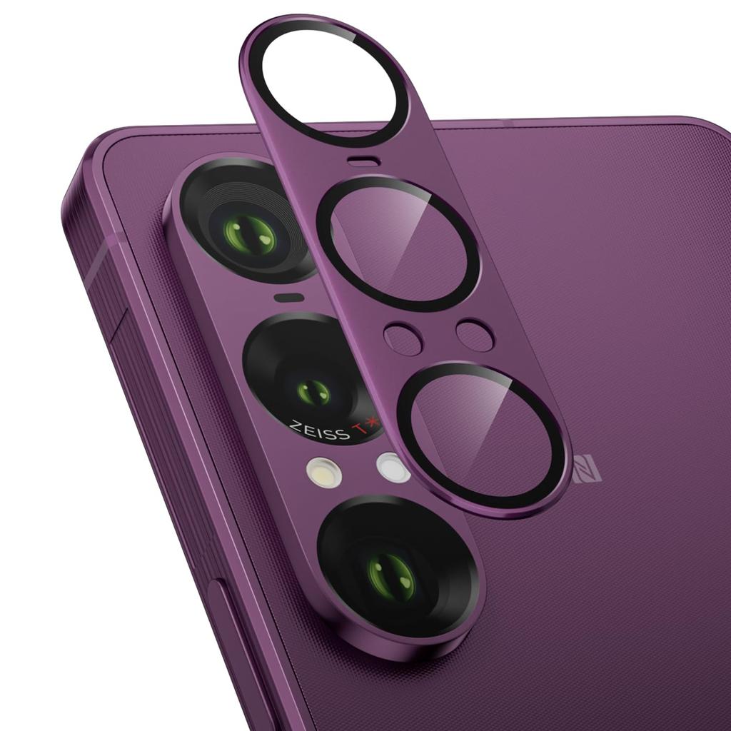 Camera Cover for Sony Xperia 1 Aluminum Alloy with 9H Tempered Shockproof Lens Cover with High Transmittance and Black Prevents Purple with VII,