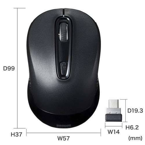 SANWA SUPPLY Беспроводная мышь Type-C с синей светодиодной подсветкой (черный) MA-WBLC41BK