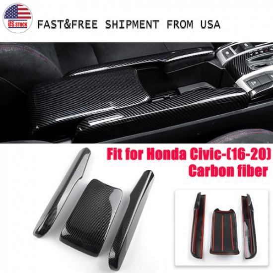 Fits 2016-2021 2020 Honda Carbon Fiber Interior Central Armrest Cover Box Panel