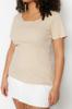 Women's Fashion New Big Size Blouse Stone Ribbed U-Neck Knitted T-Shirt