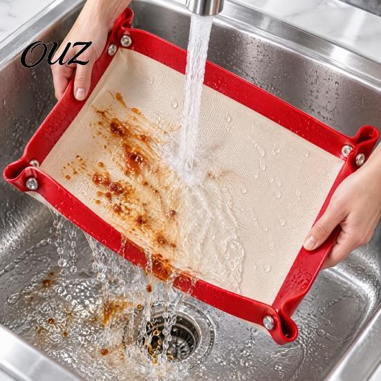 Convertible Grill Pan Mat Silicone Baking with Corner Clips, Reusable Pastry Rolling Kitchen Countertop Protector Pad Mat, Pad, Versatile Sheet Liner