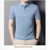 Мужская высококачественная футболка-поло с коротким рукавом из тутового шелка, мужской повседневный и удобный однотонный топ