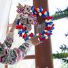 July 4th Wreath 15Inch Patriotic Floral Wreath with Burlap Bow Handcrafted
