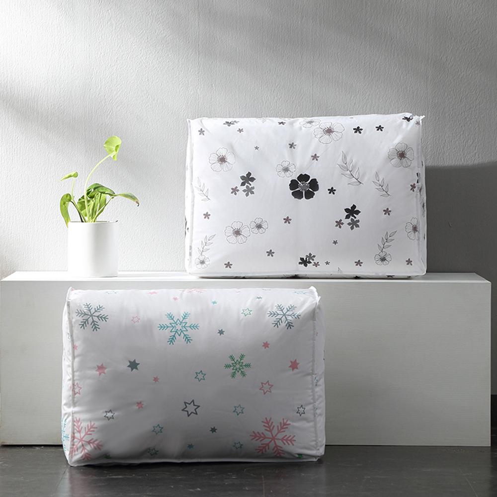 Peva Printed Waterproof And Dust-Proof Quilt Storage Bag Oranizer Collapsible Easy To Arrange Blankets, Clothes, Bedding