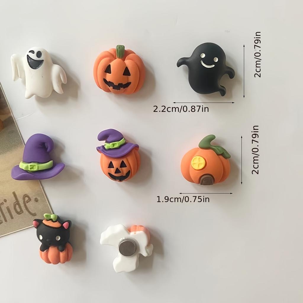 10Pcs Mini Halloween Cartoon Pumpkin Resin Refrigerator Magnets for Home Decor Cute Magnets
