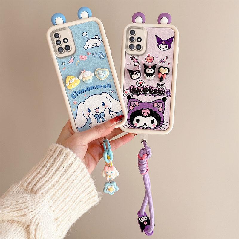 KEYSION Милый чехол с 3D-мультяшным изображением уха для Samsung A51 4G с браслетом, мягкий силиконовый противоударный чехол для задней панели телефона Galaxy A51 4G