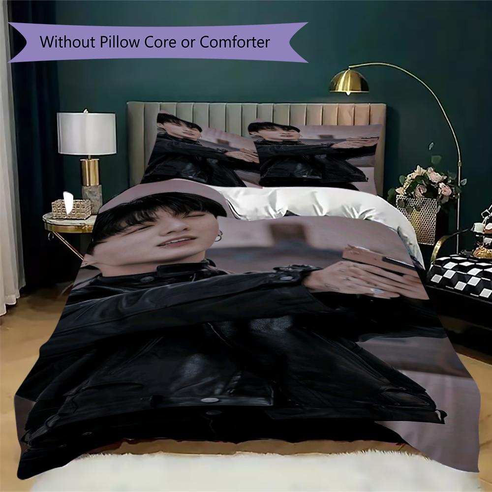 Bts Jungkook Edgy Style Threepiece Set Without Core 1 Duvet Cover 2 Pillowcase Without Core Soft And Comfortable Duvet Cover And Pillowcase
