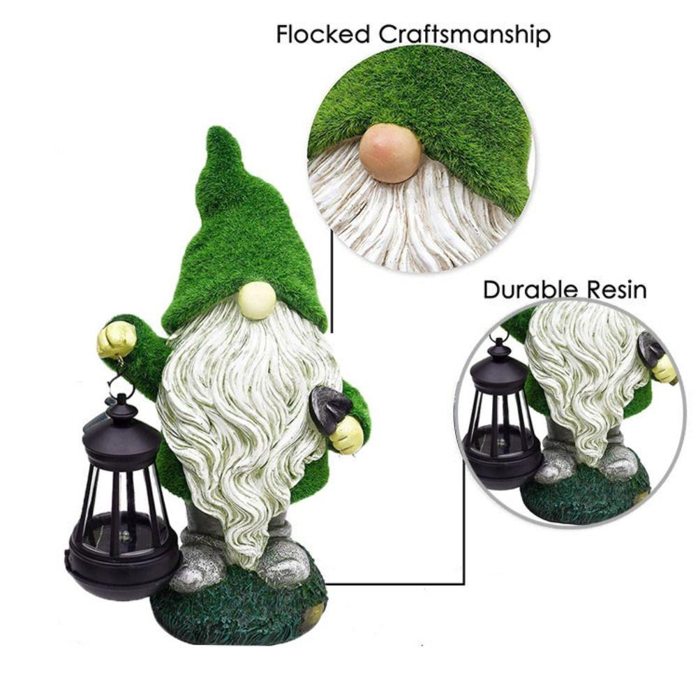 Resin Garden Statues Light Solar Power LED Light Gnome Doll Sculpture Christmas
