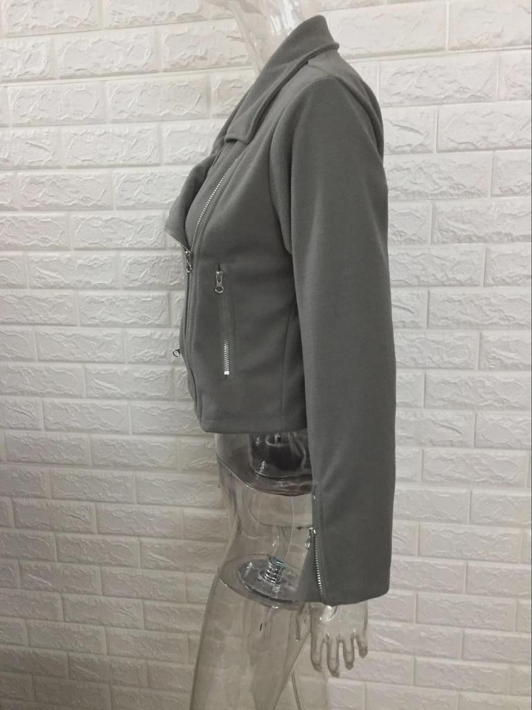 Women's Autumn/Winter Lapel Jacket with Multiple Zippers