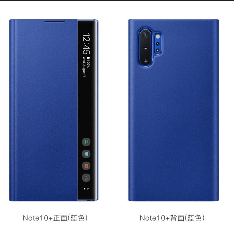 Smart View Flip Case Galaxy Note10 Plus With Auto Sleep Wake Function PU Leather Cover Black Red Blue