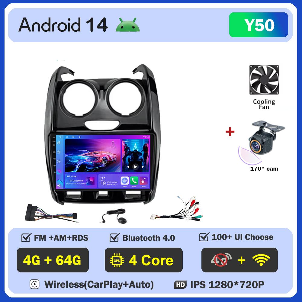 Автомобильное радио для Renault Duster 2015 - 2020 для LADA Largus 2021 Android 14 Мультимедийный проигрыватель GPS Навигация Carplay Android Auto