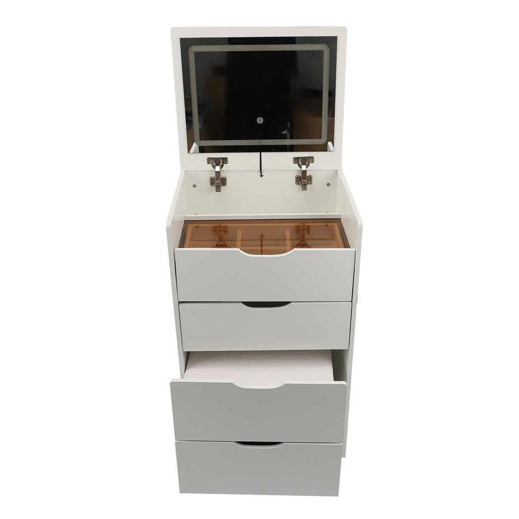 Vanity Desk with Flip Top Mirror Light Makeup Table with Drawers Stool Storage Small Dressing Table 