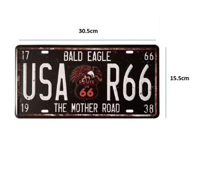 KitMall Набор из 2 предметов Жестяная табличка Route66 R66 В стиле номерного знака Американские товары Интерьер