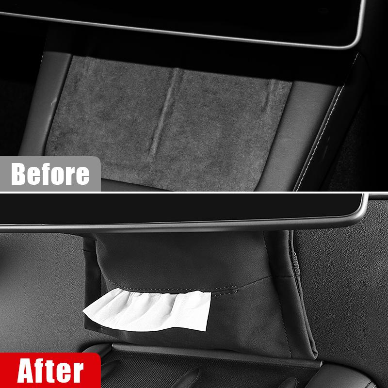 Car Tissue Box Holder Center Console Armrest Napkin Case With Fix Strap For Tesla Model 3 X Y S 2017-2019 2020 2024 2024 2024