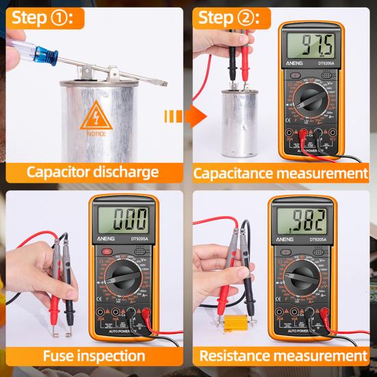 Цифровой мультиметр с ЖК-дисплеем, автоматический диапазон, профессиональное измерение емкости, частоты, сопротивления, портативный тестер транзисторов переменного/постоянного тока Electrica