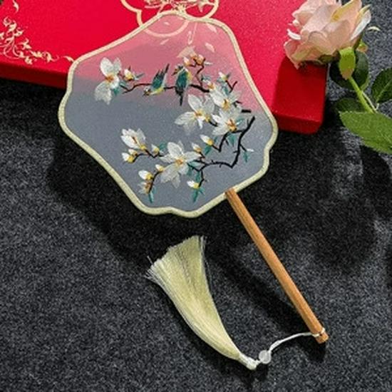 Double-Sided Embroidery Silk Fan: Classical Court Hanfu & Cheongsam Accessory