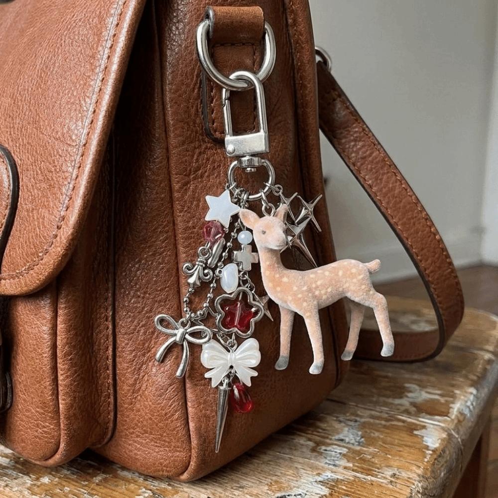 Handmade Deer Keychain Portable Phone Charms Cute Bag Pendant