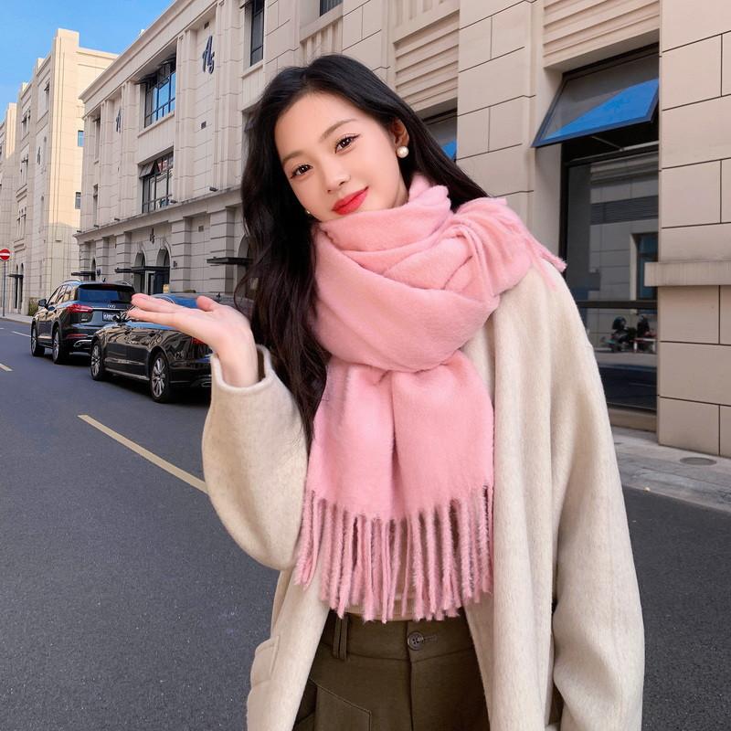 Mink hair scarf light luxury high-end imitation cashmere scarf women's winter Korean atmosphere men's shawl scarf autumn and winter