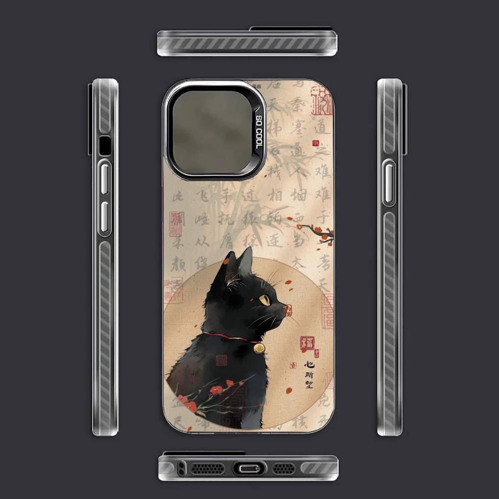 Модный чехол для телефона в национальном стиле с кошкой, подходит для iPhone 17 16 15 14 13 12 11 Pro/Max/Plus, противоударная задняя крышка