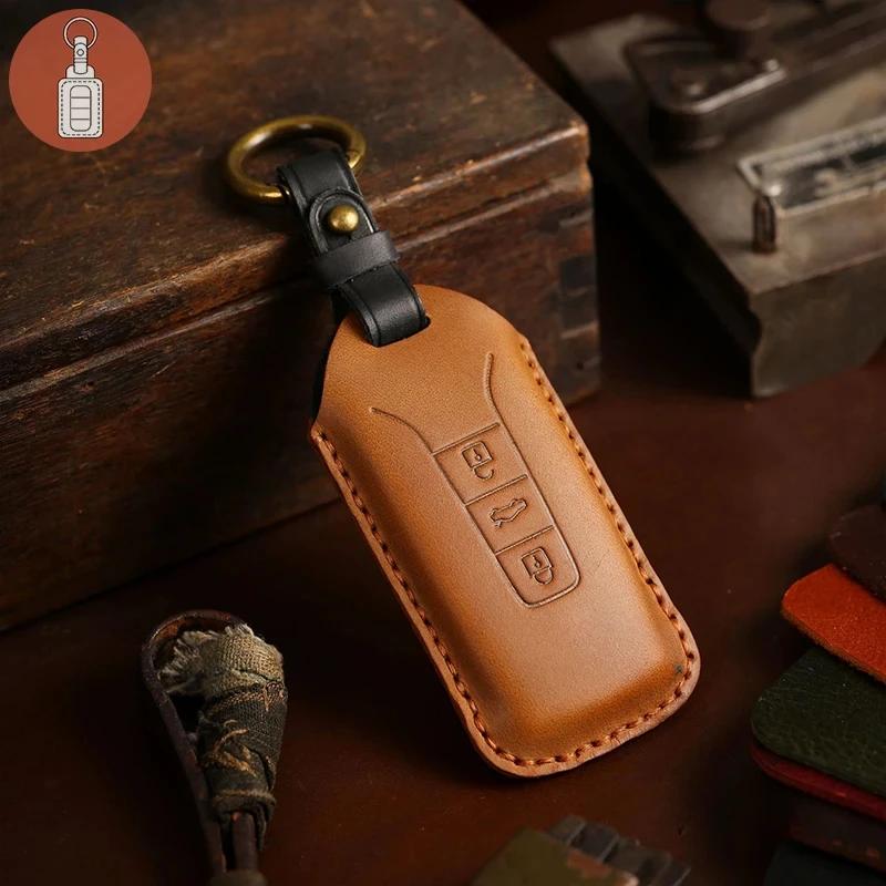 Handmade Leather Car Smart Key Case Cover Shell Bag for Volkswagen Vw Touareg Accessories