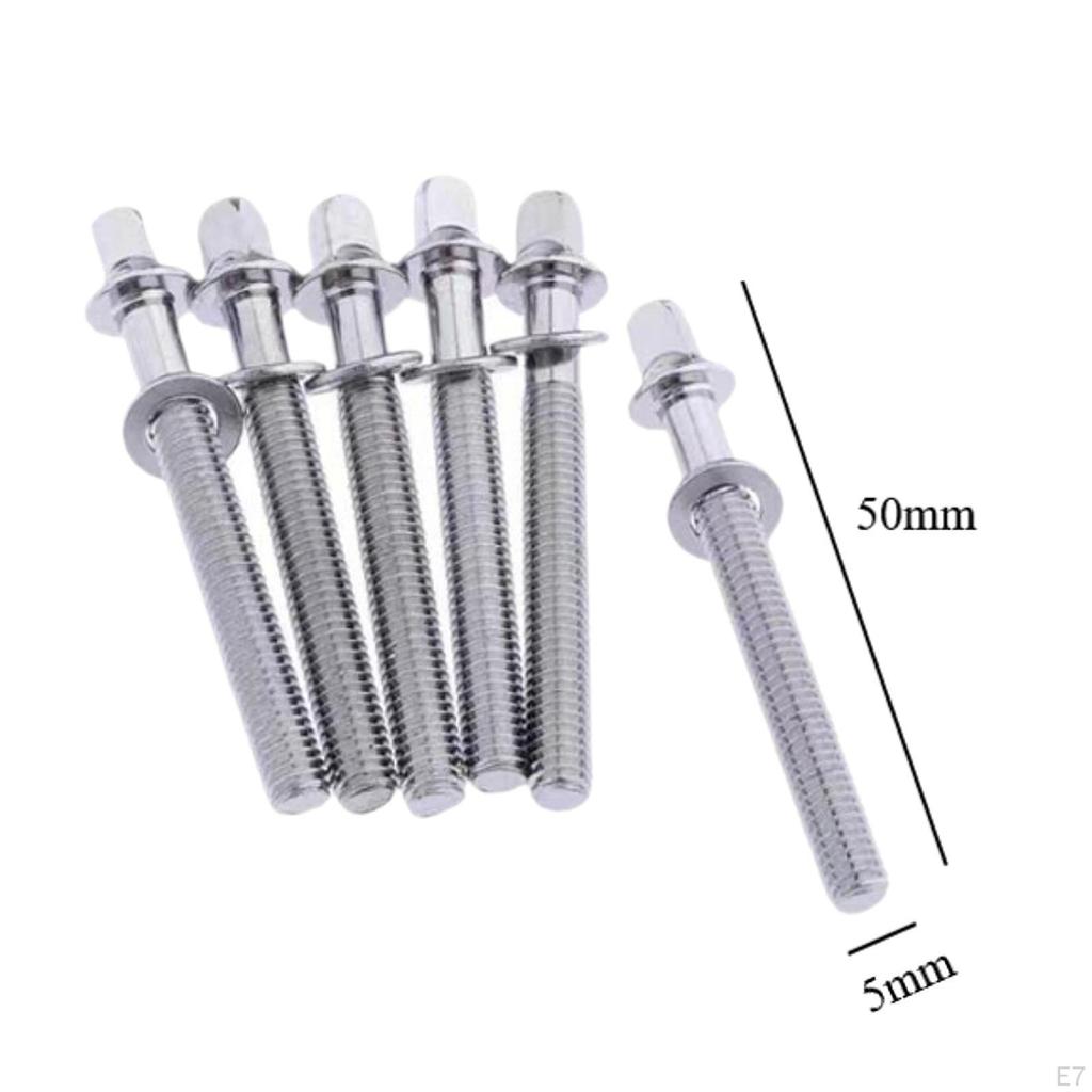 6 Pieces Drum Tension Rods Lug Bolts Screws for Percussion