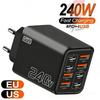 240 Вт GaN USB C Зарядное устройство 8 в 1 Быстрая зарядка Зарядное устройство для телефона Адаптер питания Для iPhone Samsung Xiaomi Type C EU/US Вилка Настенное зарядное устройство