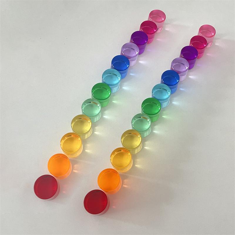 Lucent Cubes Building Blocks Stacking Toy Rainbow Translucent Cubes Acrylic Blocks Learning Color Sorting Toys for Children Gift