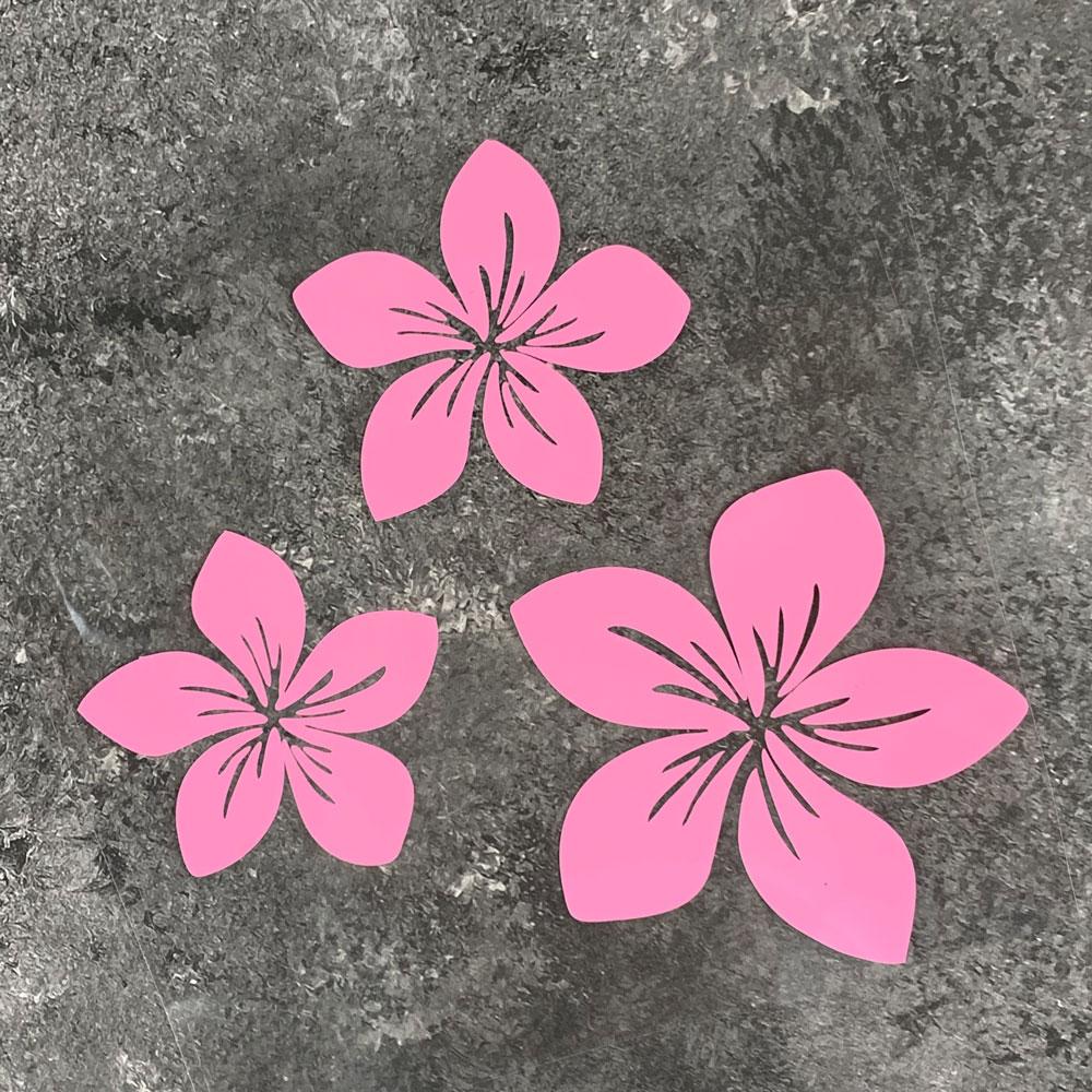 3Pcs Various Colors Pretty Flower Car Decals For Auto Rear Window Bumper Body Helmet Cover Scratches Water-Repellent Blossom Decals