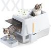 Cat Litter Box Stainless Steel 26L With Lid 60X40X40 White