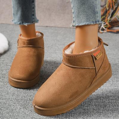 Lucyever Толстые плюшевые ботинки на платформе для снега для женщин 2024 года, ботильоны из искусственной замши, женские зимние теплые ботинки из хлопка и меха для женщин