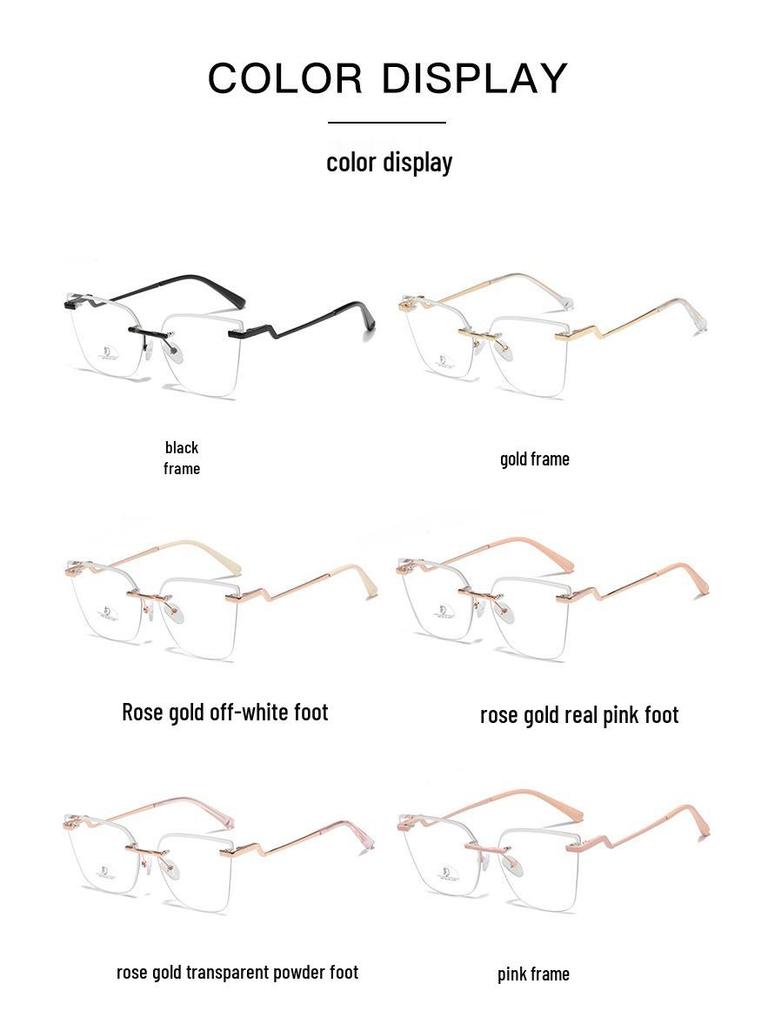 Женские очки премиум-класса с золотой безободковой оправой: Макияж без макияжа, Креативное украшение, Интернет-стиль